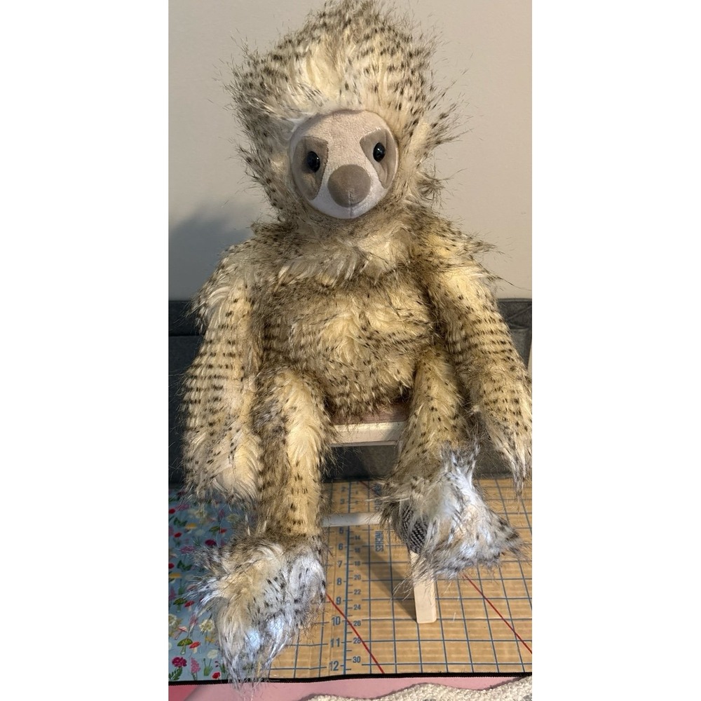 Sloth Plush Microwaveable Heatable Belly Insert Tan Brown Faux Fur 15"